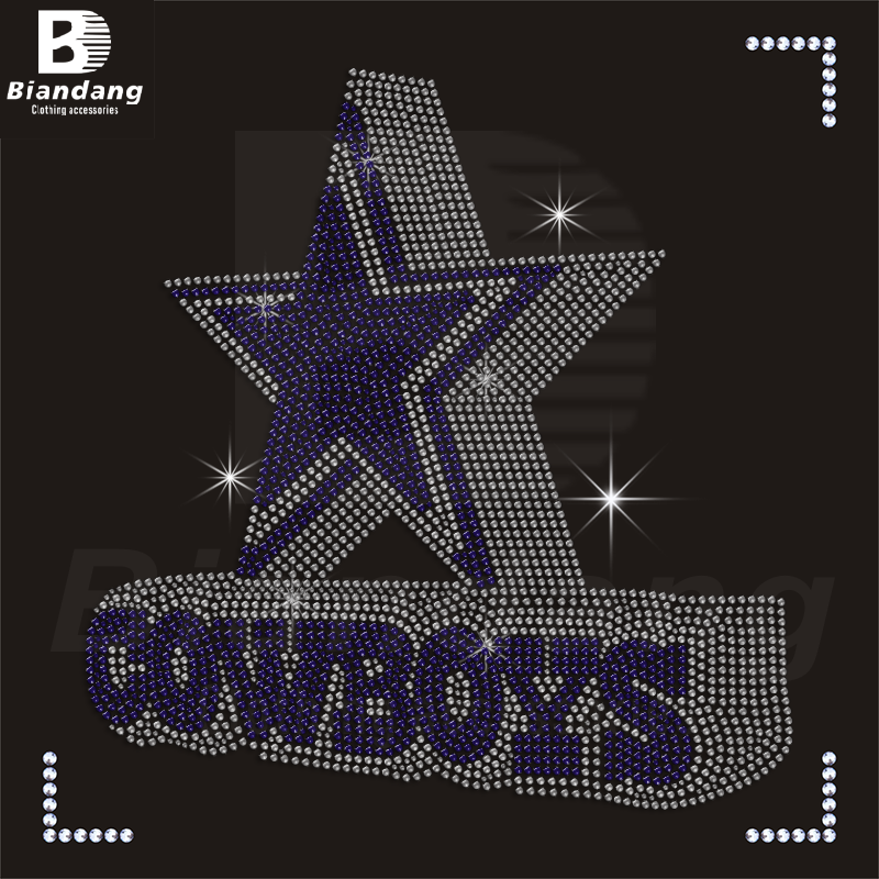 Custom NFL Team Logo Design Hot Fixed Cowboys Design Rhinestone Bling Heat Transfers