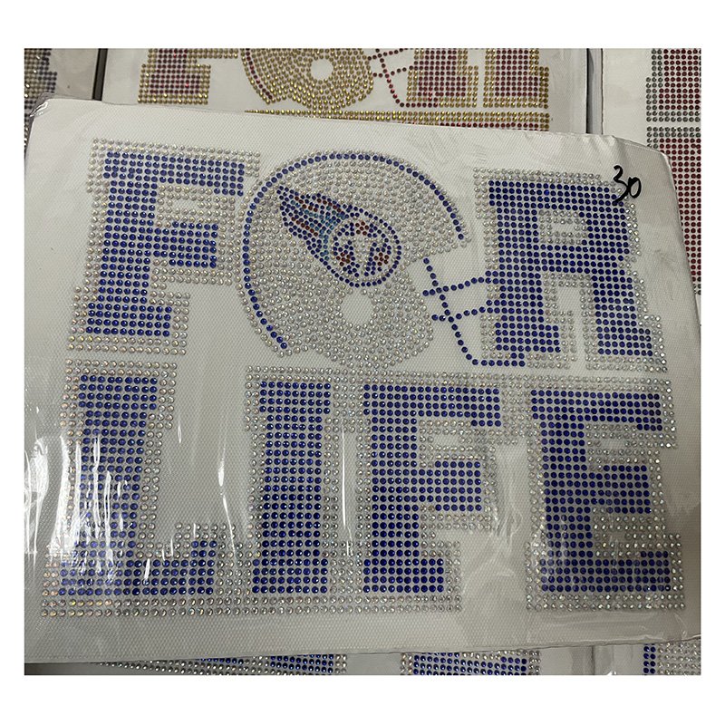 Custom Bling Hot sell Football For Life Rhinestone Transfer Hottfx Crystal Motif For t shirt Wholesale