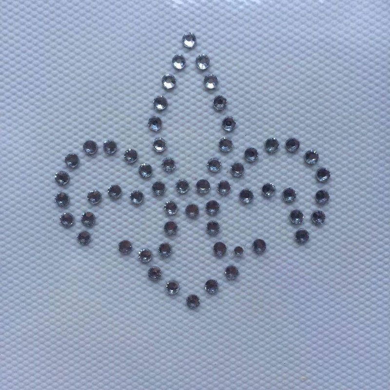 Small Size Symbol Fleur De Lis Flower Rhinestone Transfer Decal Custom Rhinestone Iron Ona Transfer Stiickers For T-shirts