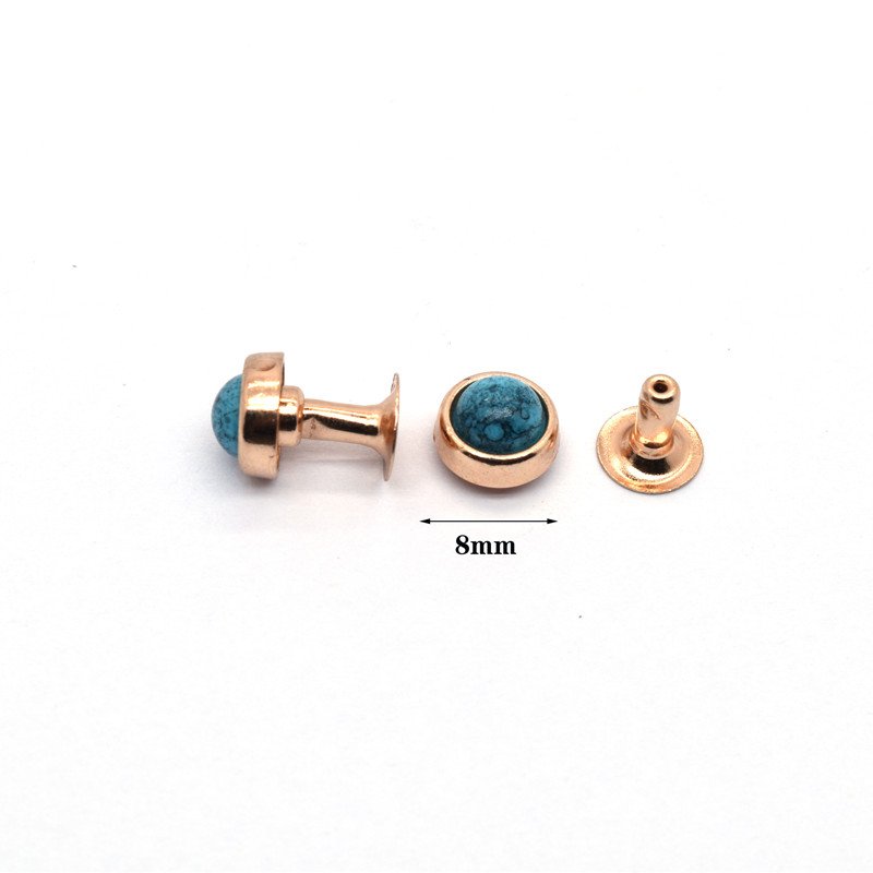 Factory wholesale fashion 8mm turquoise stones crystal rivet rhinestone diamond rivets and studs for garments and leather