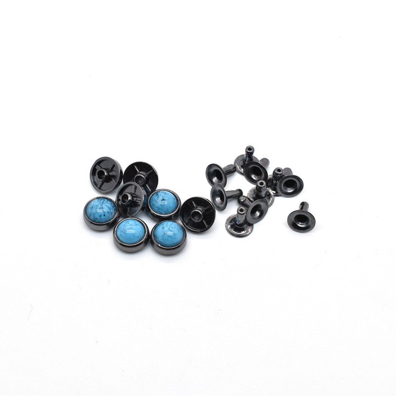 Factory wholesale fashion 8mm turquoise stones crystal rivet rhinestone diamond rivets and studs for garments and leather