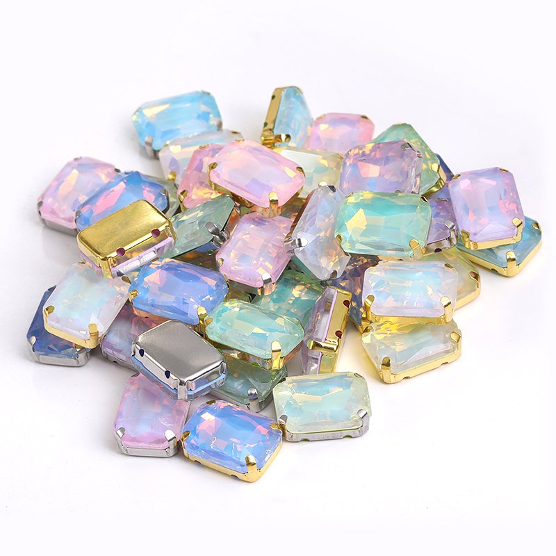 XC Wholesale 100% Good Feedback Rectangle Octangon Crystals Fancy Sewing Strass Stones Diamond Glass Rhinestones In Bulk Garment