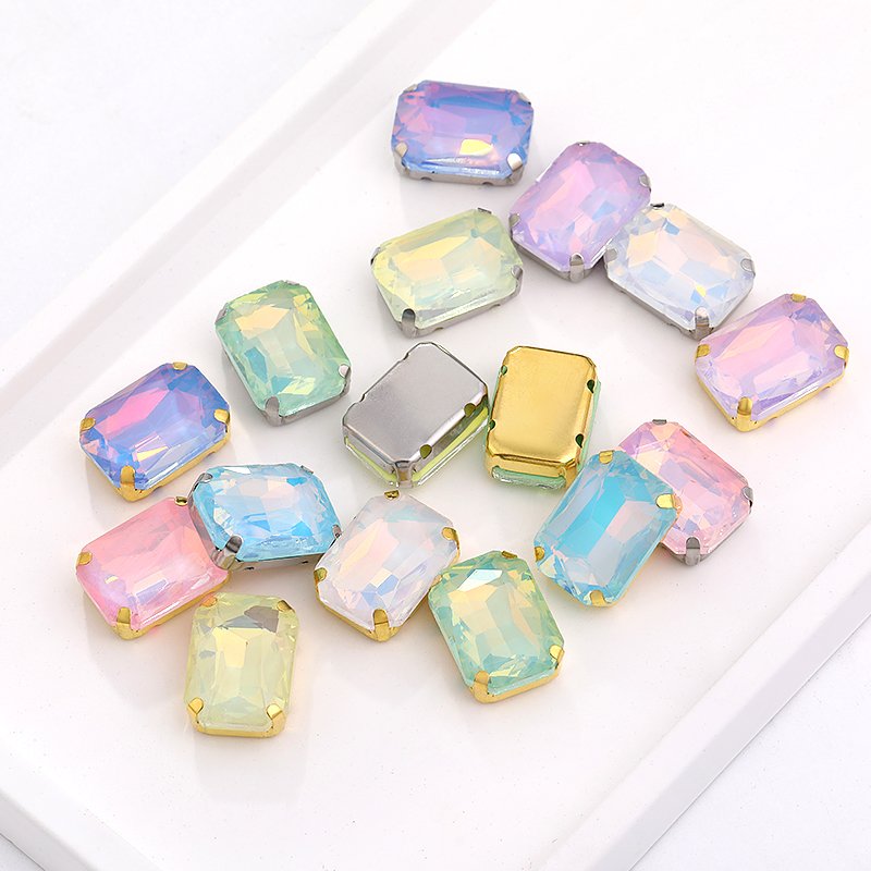 XC Wholesale 100% Good Feedback Rectangle Octangon Crystals Fancy Sewing Strass Stones Diamond Glass Rhinestones In Bulk Garment