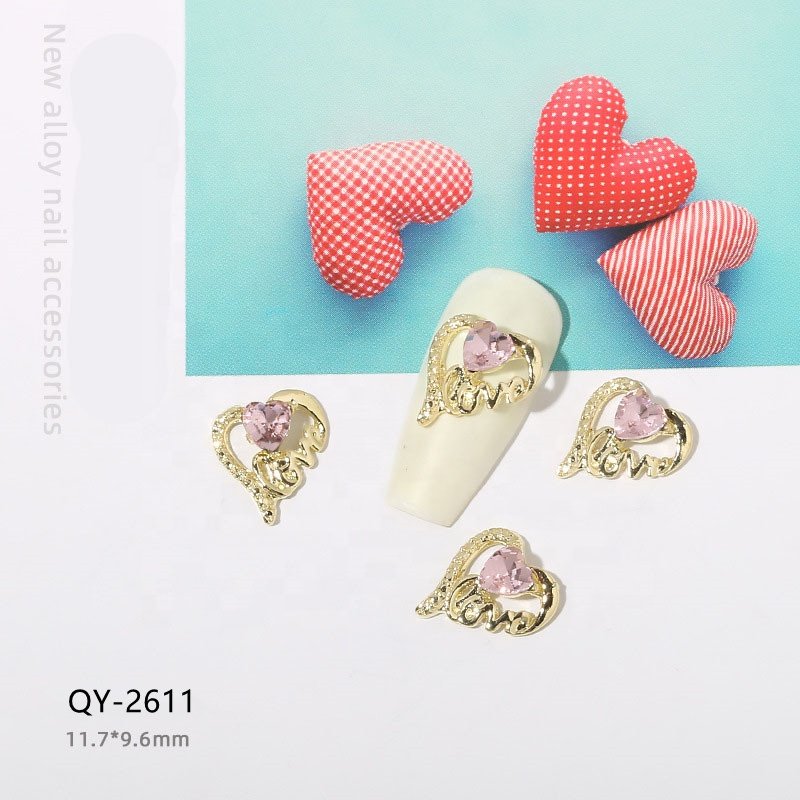 Qianya 2022 Top Selling Heart Bear Nail Art Rhinestone 3D Alloy Butterfly Bow Nail Zircon Jewelry Cat Eye Nail Art Charm Decals