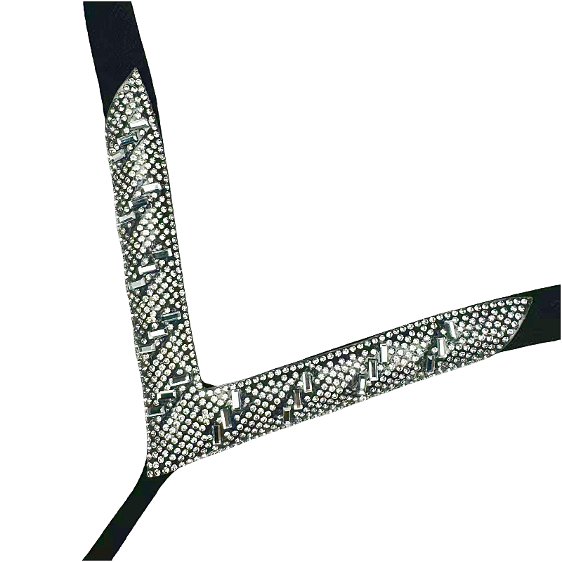 Customized rhinestone upper decoration with herringbone shaped glass and diamond shoe material accessories