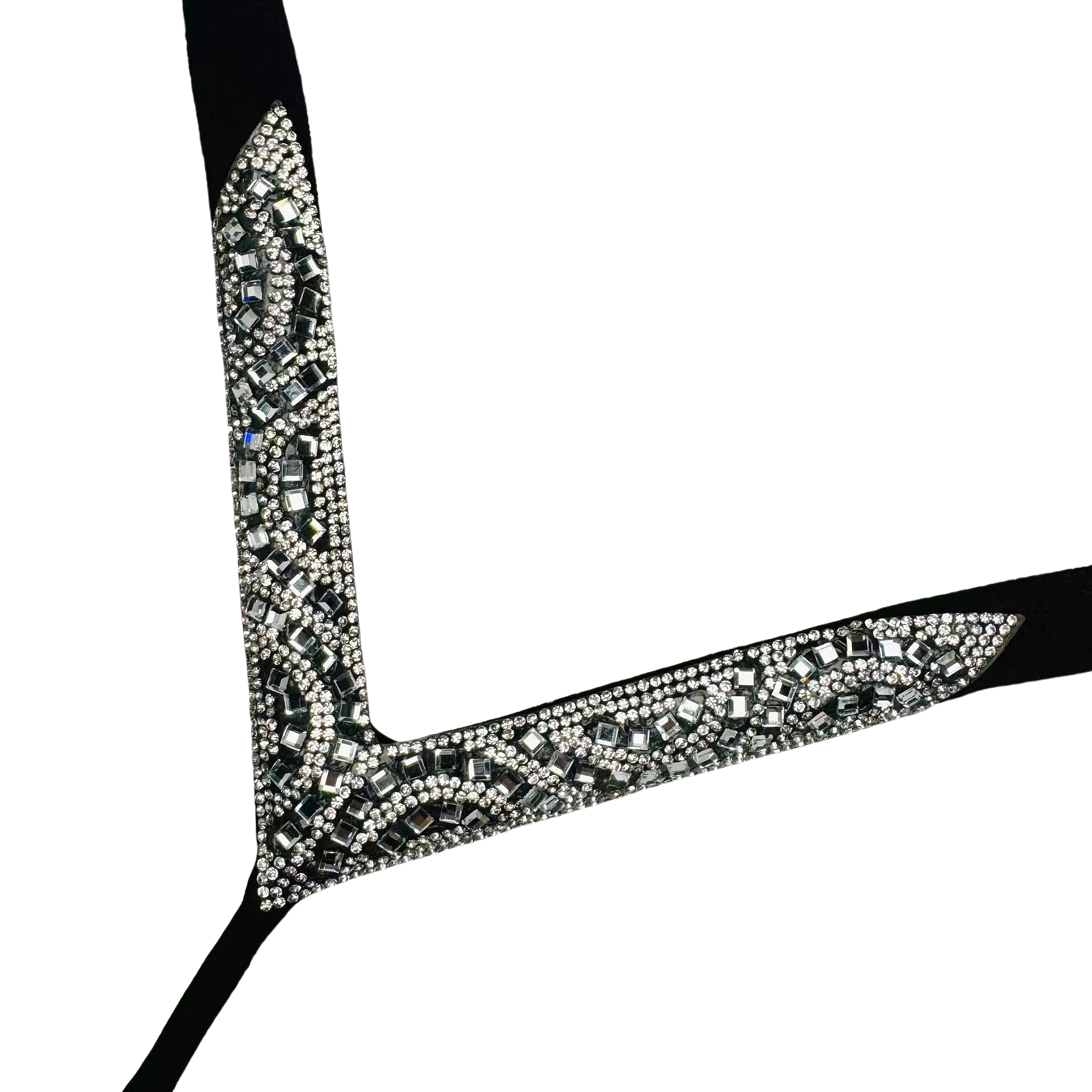 Customized rhinestone upper decoration with herringbone shaped glass and diamond shoe material accessories