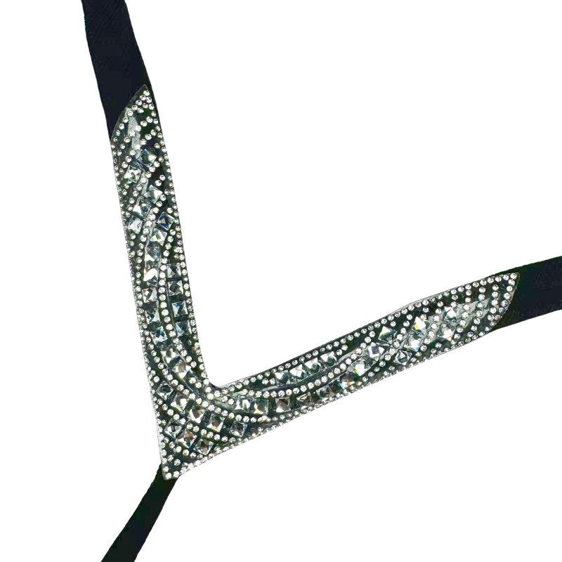 Customized rhinestone upper decoration with herringbone shaped glass and diamond shoe material accessories