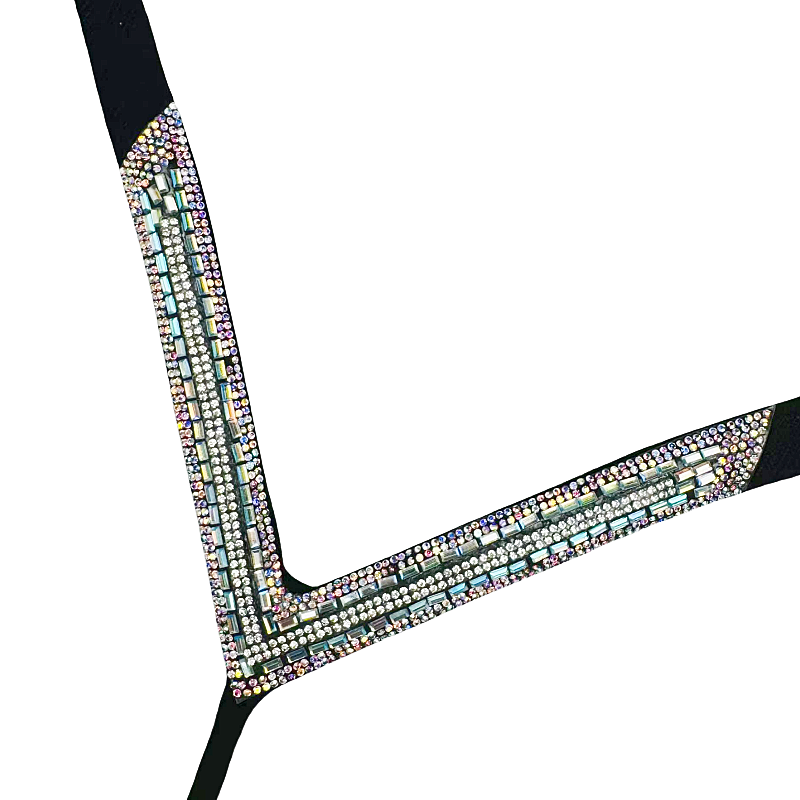 Customized rhinestone upper decoration with herringbone shaped glass and diamond shoe material accessories