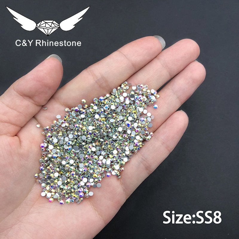Wholesale High Quality Stone Glass Non Hot Fix Flatback Nail Art AB Crystal Rhinestone