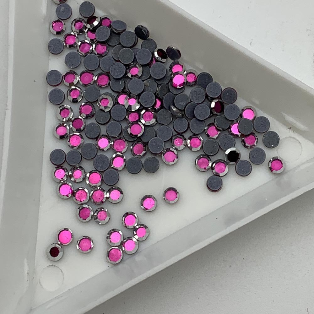 Factory direct sale 2024 new metalites colours fuchsia hotfix rhinestone with silver rim