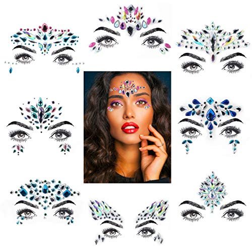Wholesale rhinestone mermaid face gems stickers body carnival stick on face jewels crystal and rhinestones for kids