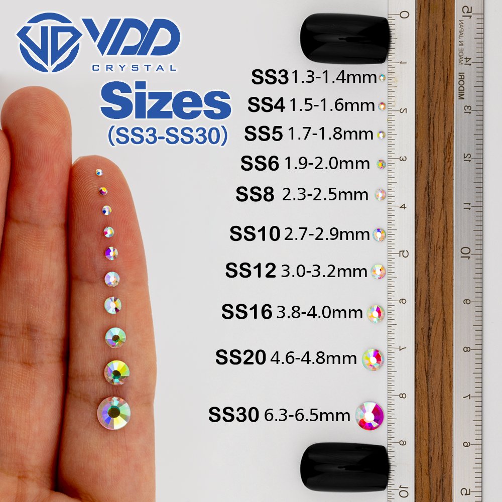 VDD 066 Labrador SS3-SS30 Glass Rhinestones Crystal Non Hotfix Flatback Strass Stones For DIY Nail Art Decorations