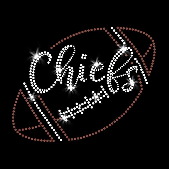 Custom Bling Kansas City Logo Design Iron On Patches NFL KC Chiefs Rhinestone Heat Transfer for Clothing