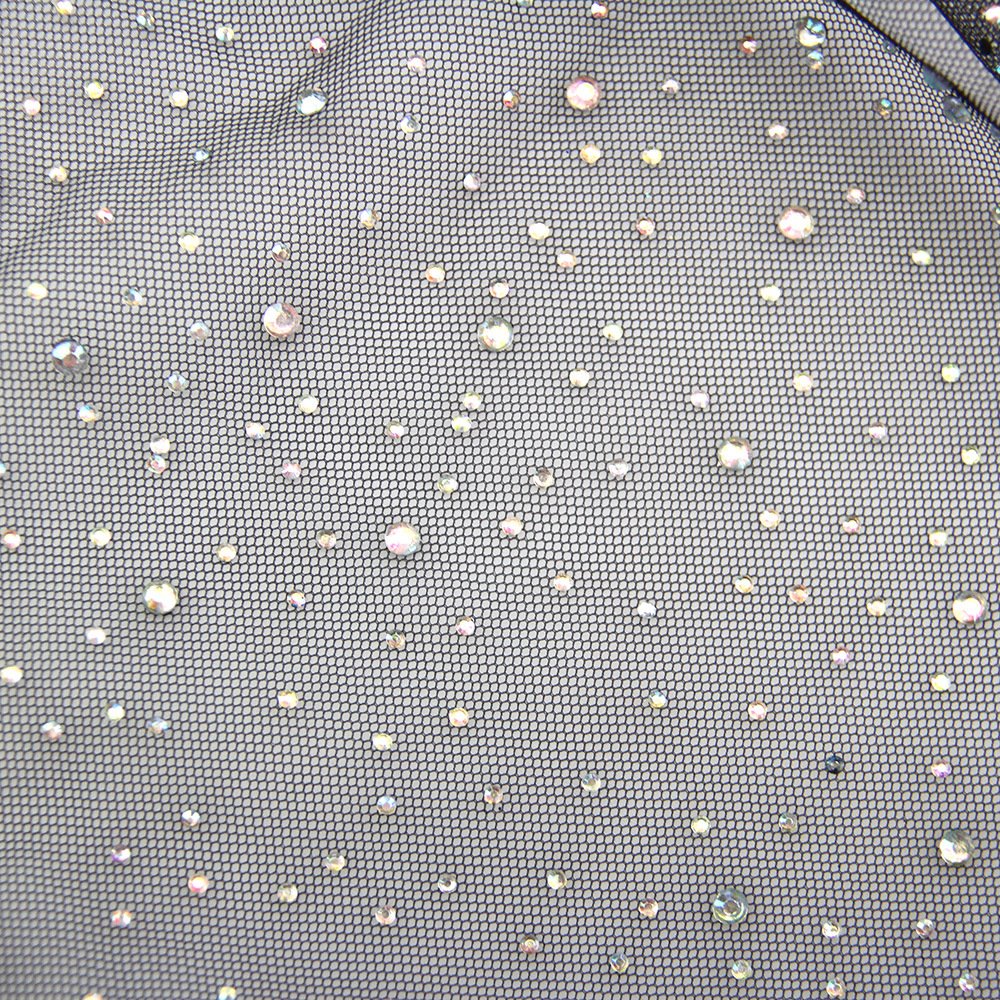 Keering WFB-205 Colorful Bright Rhinestone Polyester Mesh Fabric Mesh For Bride's Wedding Dress Veil