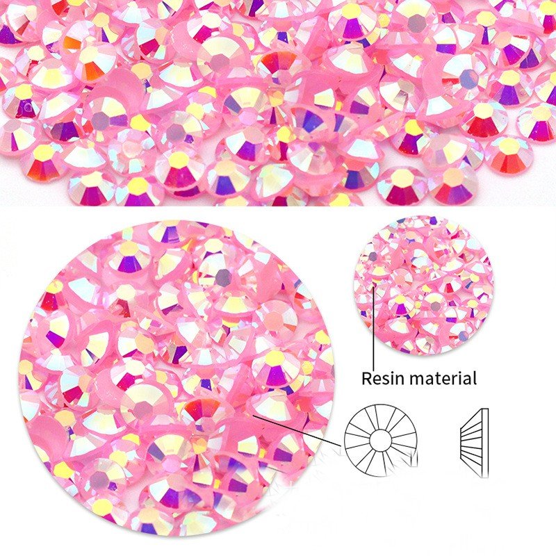 Wholesale of high-quality flat bottomed resin diamond nail polish diamond color DIY jelly AB 14 cut surface sticking rhinestone