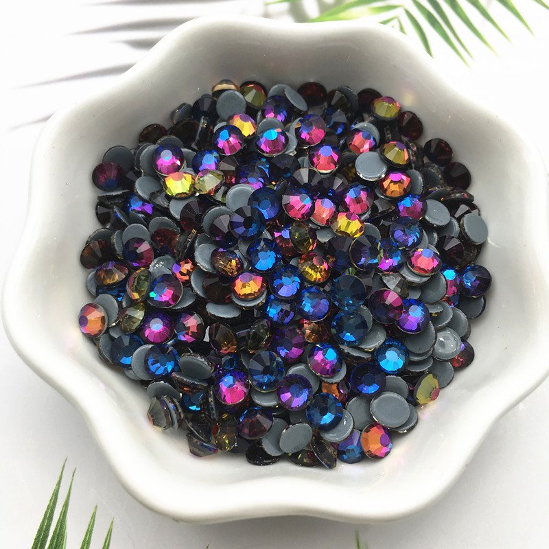 Blue volcano ss10 ss16 ss20 Hot Fix loose Rhinestones High quality flat back glass strass for Clothing dress