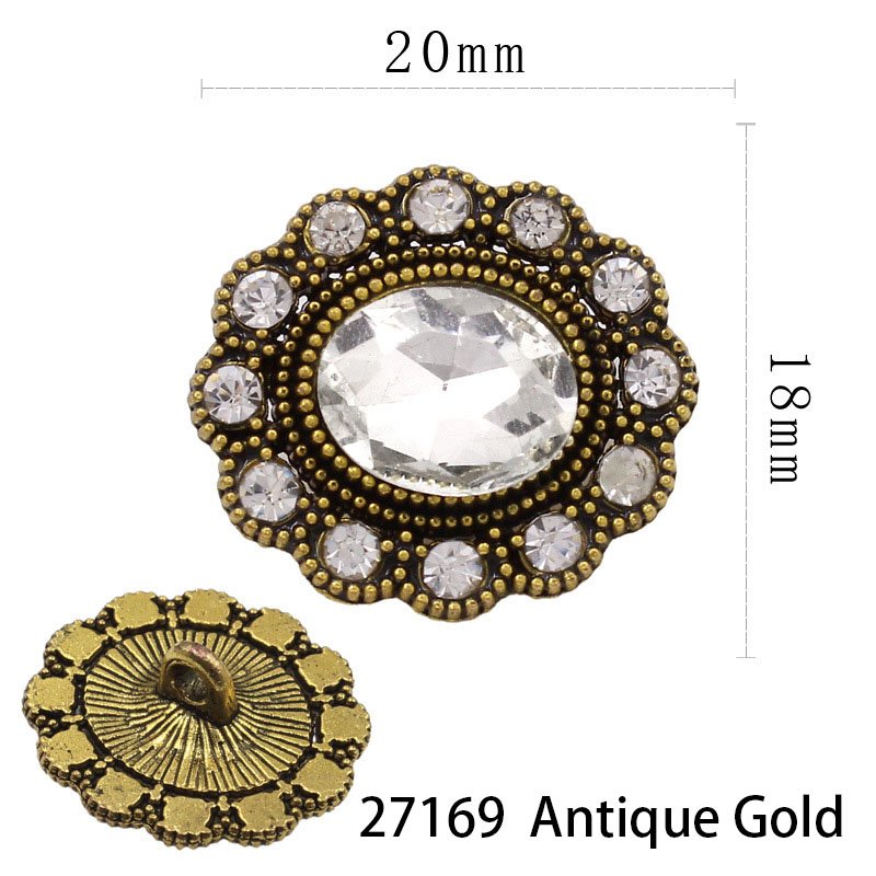 RB008 Trendy Fashion Women Accessories Crystal Rhinestone Round Dome Circle Shape Embellishments Buttons Sew On Buttons