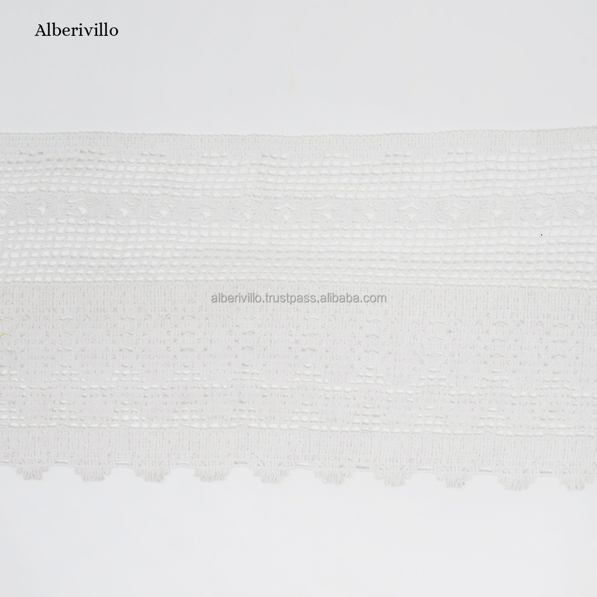 100% Cotton Bulk Lace Trim Embroidery Sequin Fabric White Lace Macrame Trim Lace with Different Styles on Cheap Price from India