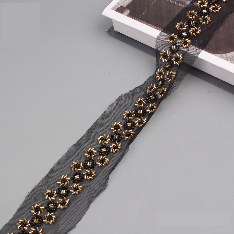 Fancy Bridal Rhinestone Chain Trim Pearl Crystal Beaded Applique Lace For Wedding Dress Clothes Bags Shoes