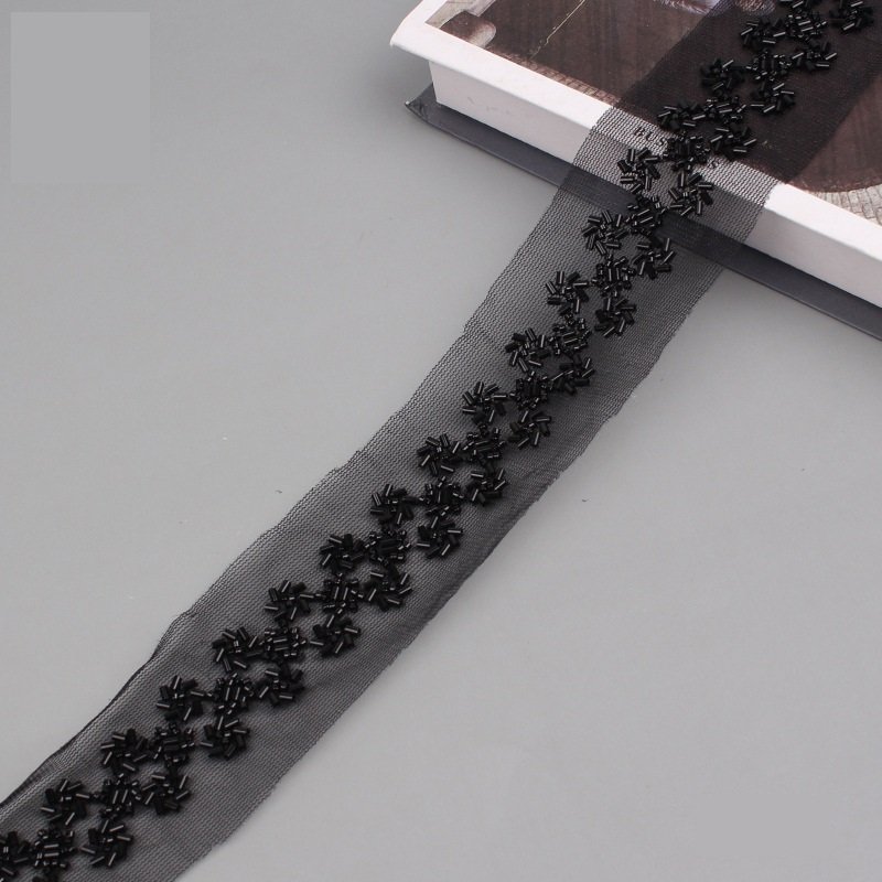 Fancy Bridal Rhinestone Chain Trim Pearl Crystal Beaded Applique Lace For Wedding Dress Clothes Bags Shoes
