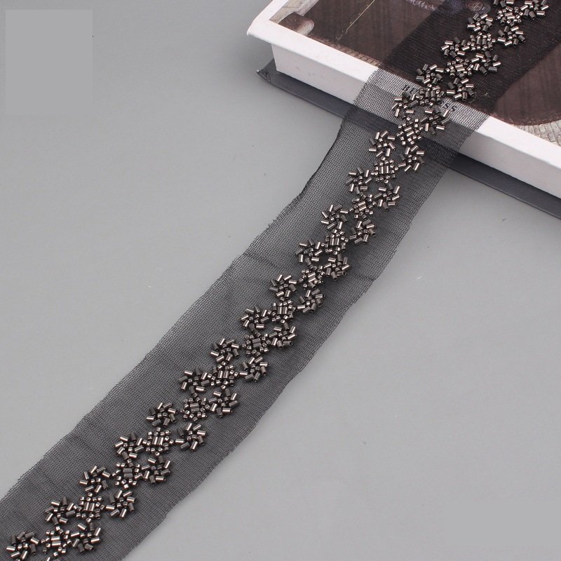 Fancy Bridal Rhinestone Chain Trim Pearl Crystal Beaded Applique Lace For Wedding Dress Clothes Bags Shoes