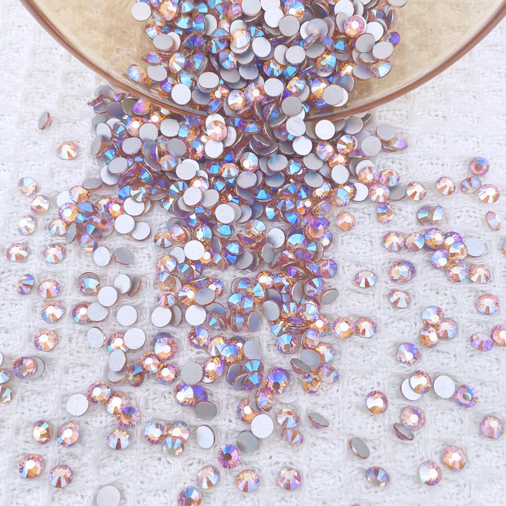 Factory Wholesale light peach AB Non Hotfix Crystal Glass Rhinestone 12-14 Cut Facets Rhinestones