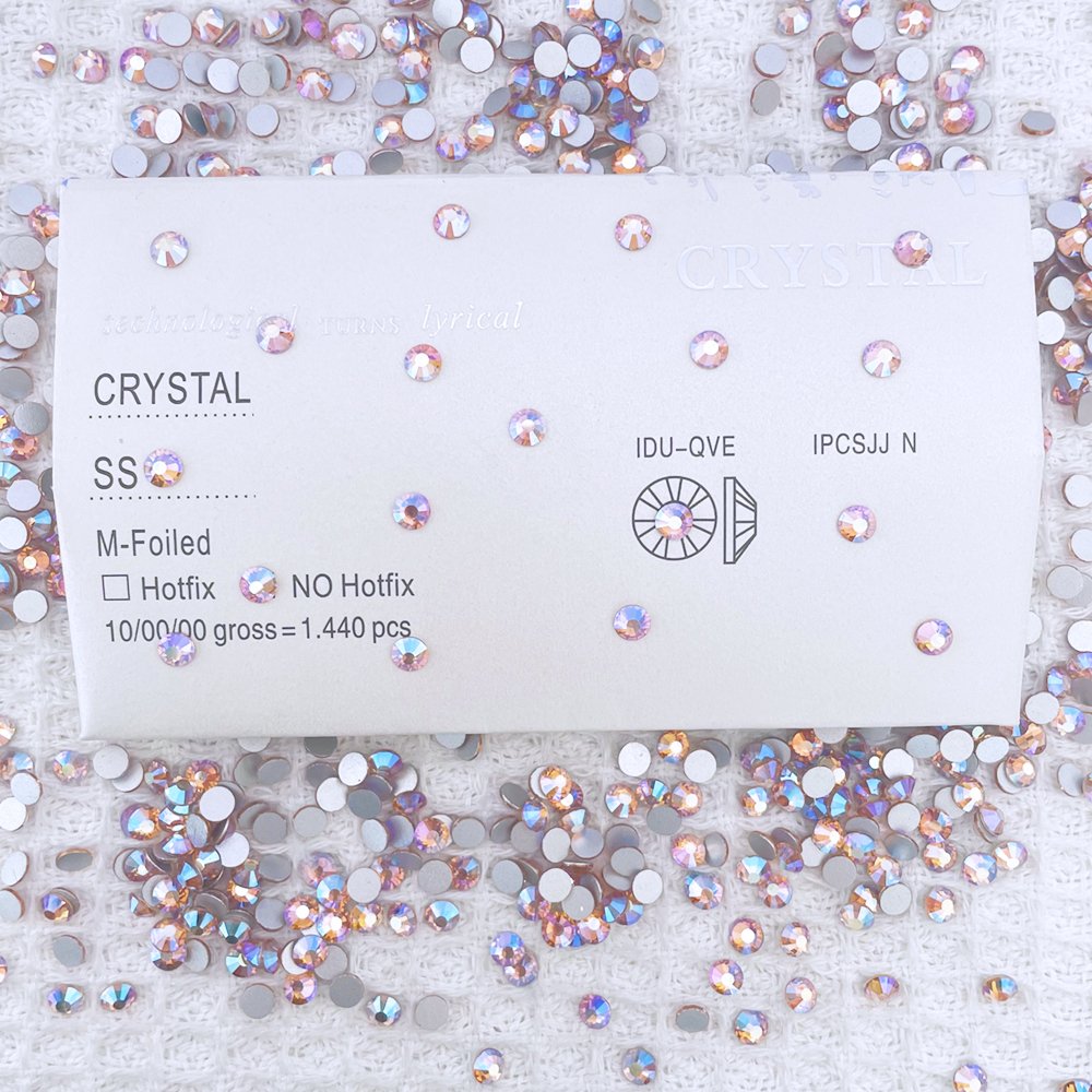 Factory Wholesale light peach AB Non Hotfix Crystal Glass Rhinestone 12-14 Cut Facets Rhinestones