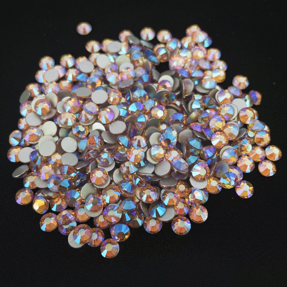 Factory Wholesale light peach AB Non Hotfix Crystal Glass Rhinestone 12-14 Cut Facets Rhinestones
