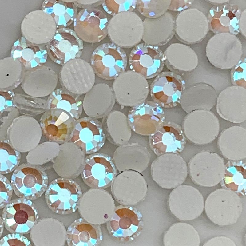 Factory direct sale 70000 pcs packing strass iron on ss10 neon white AB hotfix rhinestone for t-shirt transfer motif