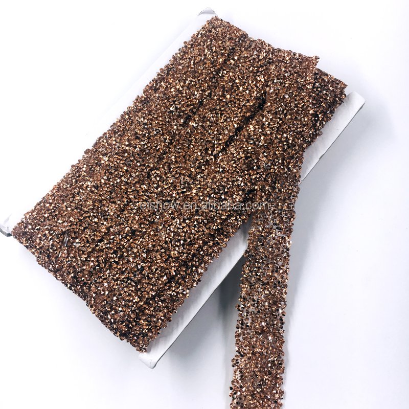 Amazon Hot Sale 3cm Width Multi Color Iron Rhinestone Trim For Dress Clothing Decoration