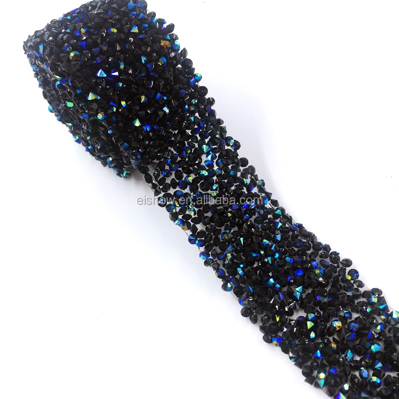 Amazon Hot Sale 3cm Width Multi Color Iron Rhinestone Trim For Dress Clothing Decoration