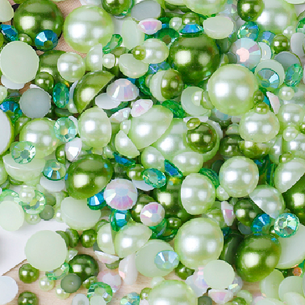 Mix Flat Back Pearls And Rhinestones ABS Half Round Pearl Loose Pearl For DIY Mugs Decoration