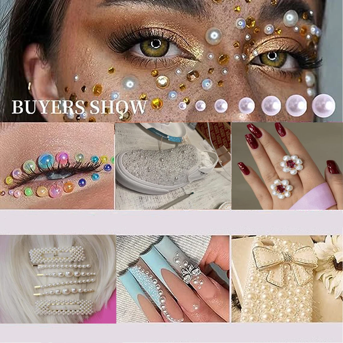 Mix Flat Back Pearls And Rhinestones ABS Half Round Pearl Loose Pearl For DIY Mugs Decoration