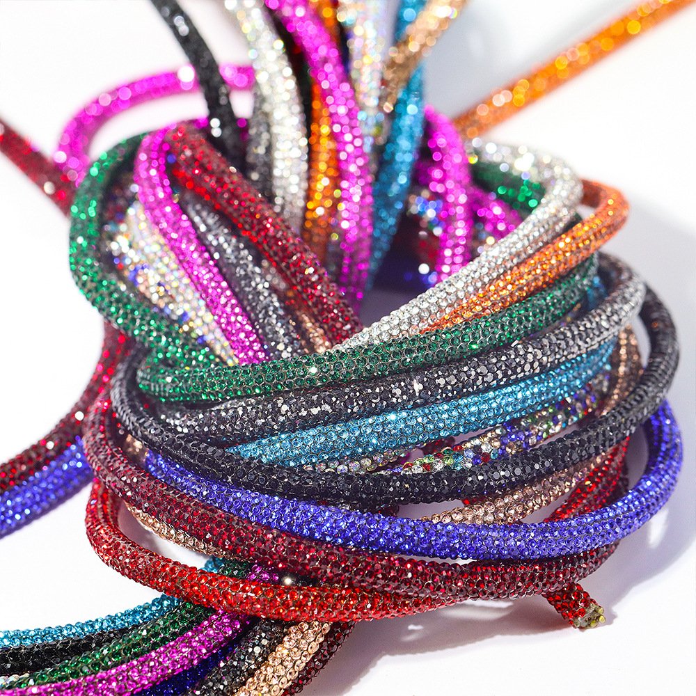 Wholesale Hot Selling Crystal Rhinestone Rope Rhinestone Adhesive Rope Trimming For Hoodies Crystal Rhinestone Cord