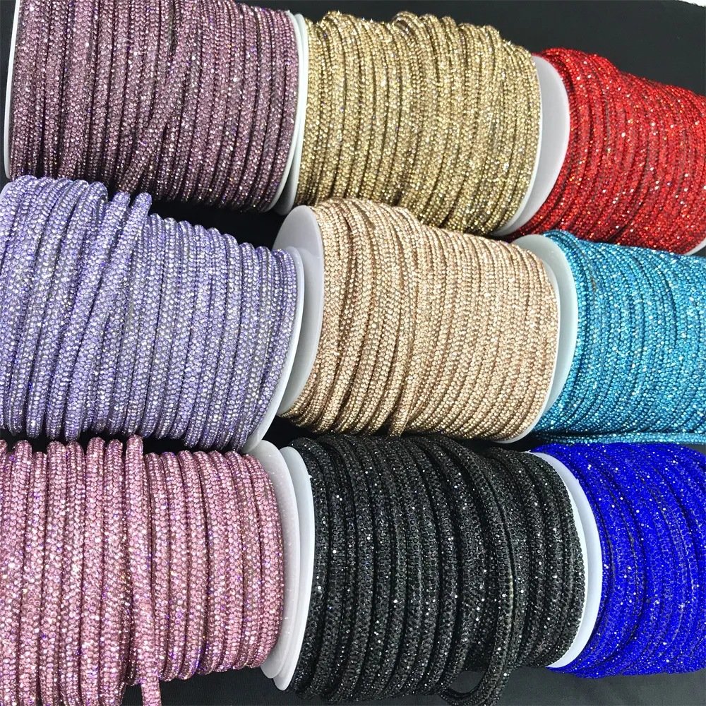 Wholesale Hot Selling Crystal Rhinestone Rope Rhinestone Adhesive Rope Trimming For Hoodies Crystal Rhinestone Cord