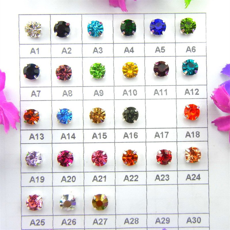 Shuaizhi Wholesale Round Strass Claw Setting Glass Rhinestones With Sew on Stone Clothing DIY Decorate
