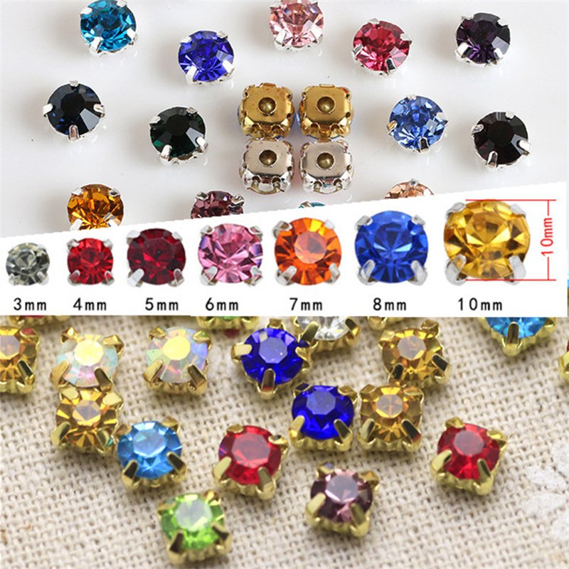 Shuaizhi Wholesale Round Strass Claw Setting Glass Rhinestones With Sew on Stone Clothing DIY Decorate