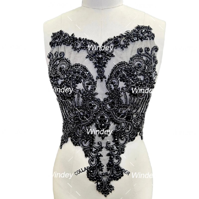 Stock items Girls Luxury Crystal Gold Black Rose Gold Panel Rhinestone Appliques For Wedding Dresses
