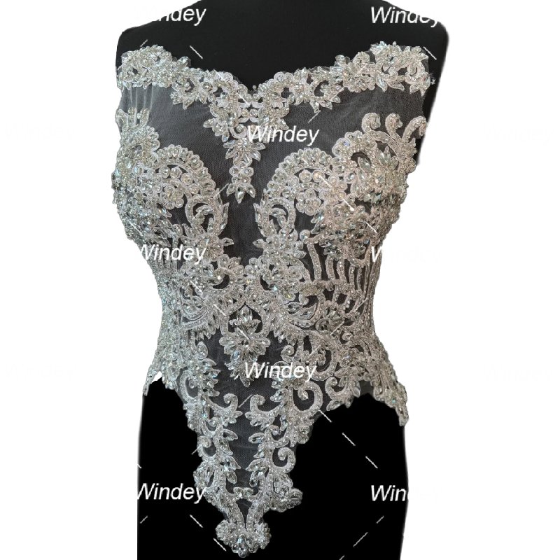 Stock items Girls Luxury Crystal Gold Black Rose Gold Panel Rhinestone Appliques For Wedding Dresses