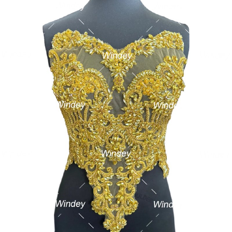 Stock items Girls Luxury Crystal Gold Black Rose Gold Panel Rhinestone Appliques For Wedding Dresses