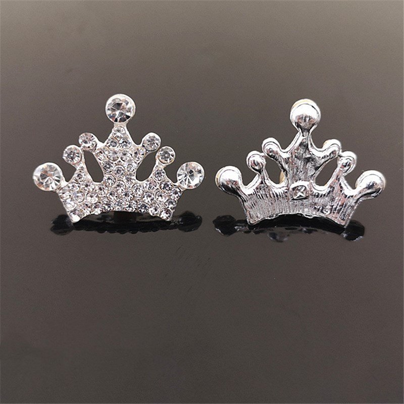 Custom Mini Tiara Crown Rhinestone Button Flatback Embellishment for Craft DIY Decoration Fancy Crystal Buttons