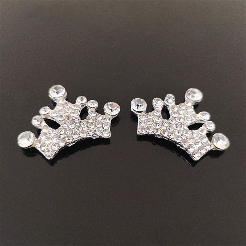 Custom Mini Tiara Crown Rhinestone Button Flatback Embellishment for Craft DIY Decoration Fancy Crystal Buttons
