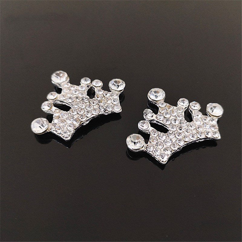 Custom Mini Tiara Crown Rhinestone Button Flatback Embellishment for Craft DIY Decoration Fancy Crystal Buttons