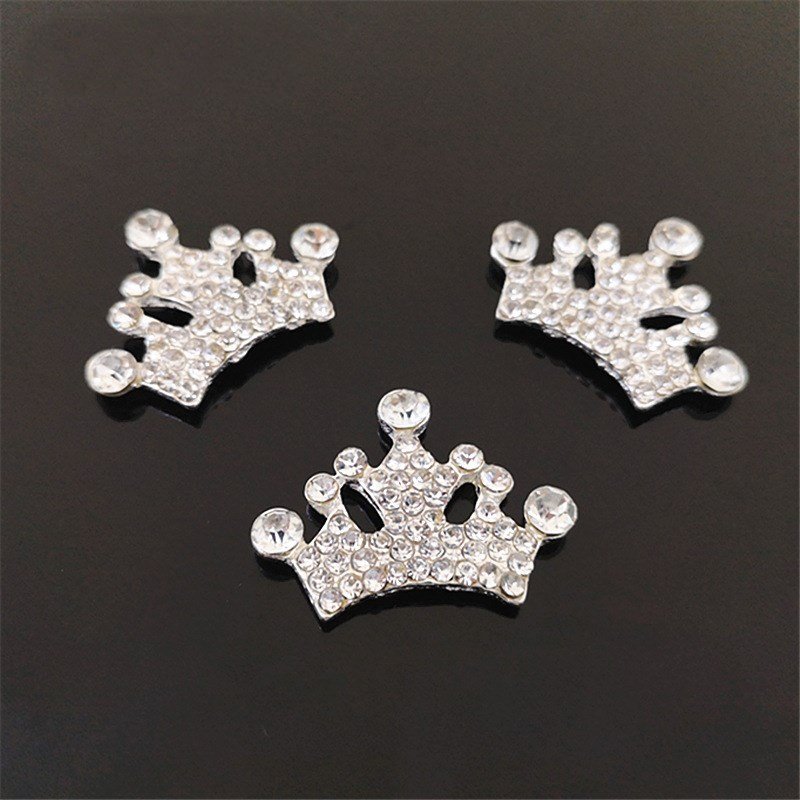 Custom Mini Tiara Crown Rhinestone Button Flatback Embellishment for Craft DIY Decoration Fancy Crystal Buttons