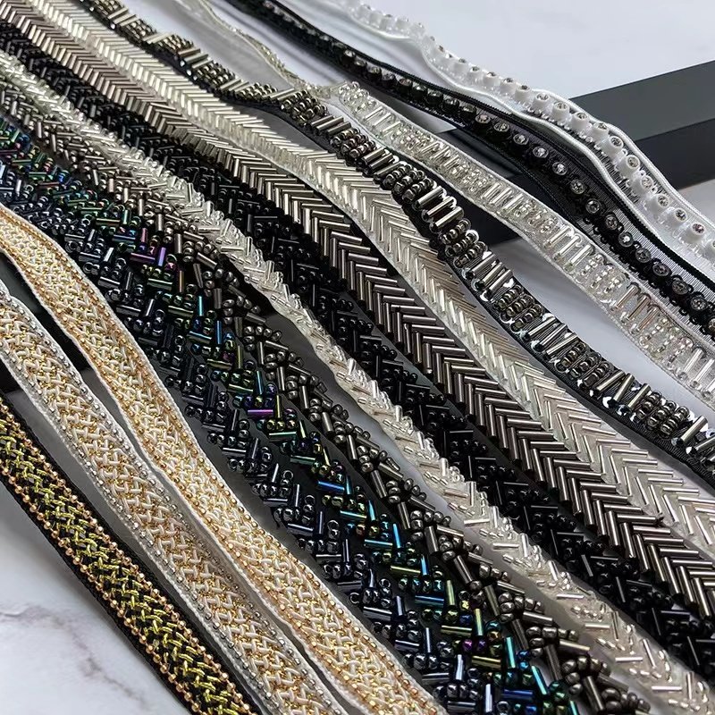Wholesale hot fix crystal rhinestone ribbon fringe trimming hotfix iron on strass diamond stone banding trim strip by the yard