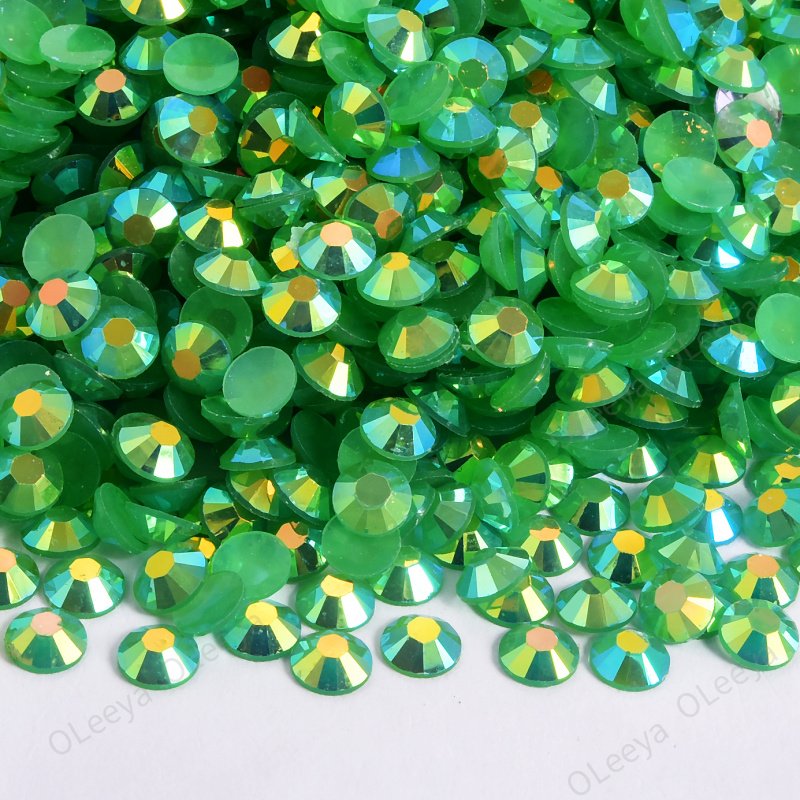 Oleeya Factory Wholesale 2mm,3mm,4mm,5mm,6mm All Size and Colors Crystal AB Resin Flatback Non Hot Fix Rhinestones for Clothing