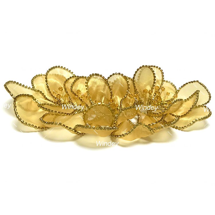 New Bridal 3D Wire Work Handmade Pearl 3D Flowers Sew On Applique Organza Rhinestone Patch For Wedding Dress