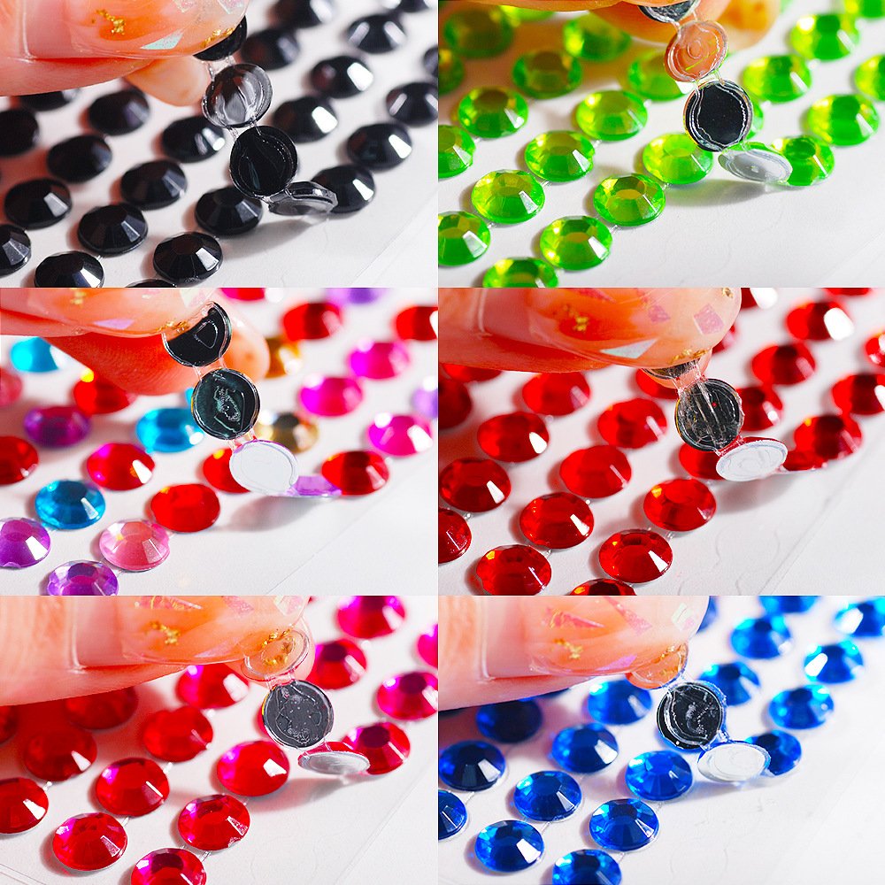 4mm flatback Rhinestones Acrylic Crystals Self-Adhesive Diamante Sticker for Scrapbooking