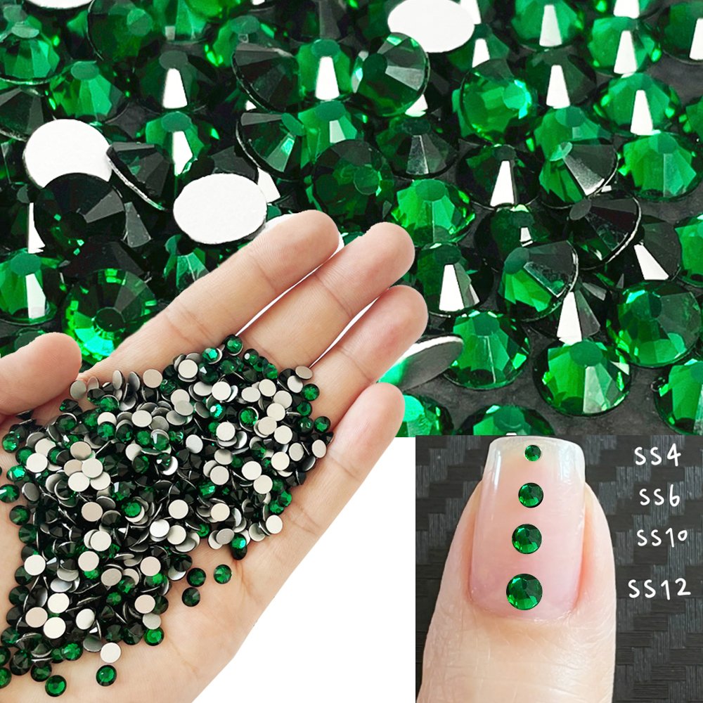 Yantuo 2mm-6mmality SS20 Emerald Non-hotfix Rhinestones for DIY Crafts Nails Garments Bags Nail Art Strass Crystals Flatback