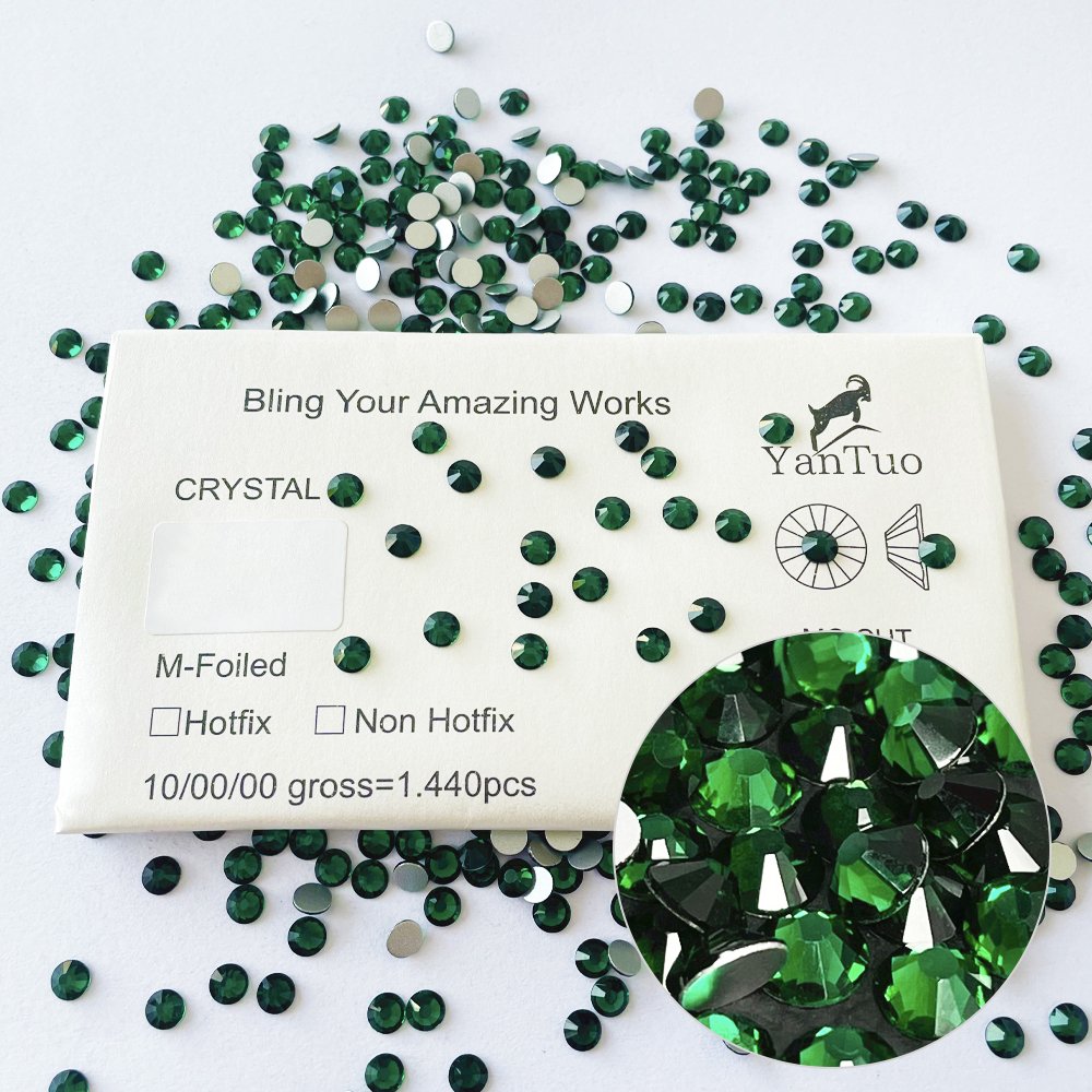 Yantuo 2mm-6mmality SS20 Emerald Non-hotfix Rhinestones for DIY Crafts Nails Garments Bags Nail Art Strass Crystals Flatback